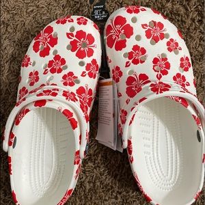 Red Flower Crocs